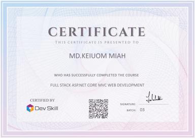 Asp .NET Full Stack MVC Certificate